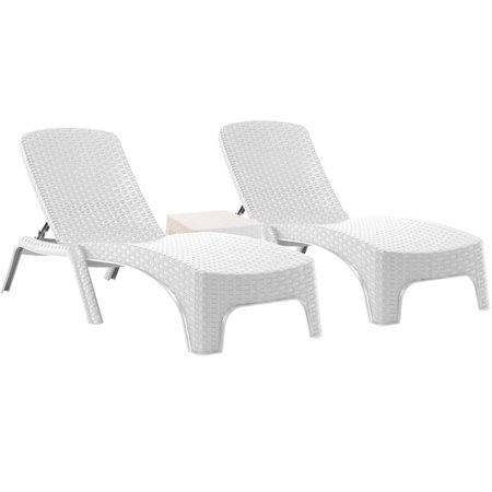 RAINBOW OUTDOOR Roma 3-Piece Chaise Lounger Set-White RBO-ROMA-WHT-3CL